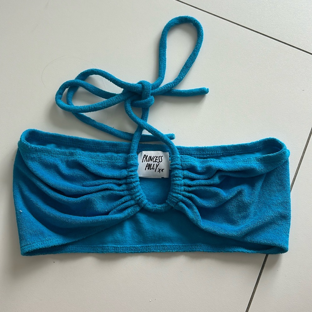 Princess Polly Blue Tie Top